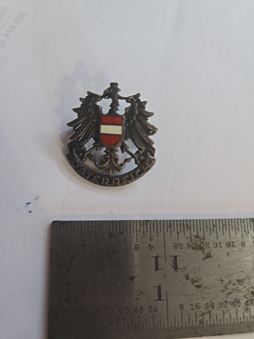 Vintage Osterreich Coat Of Arms Crest Pinback Pin Travel Souvenir E6