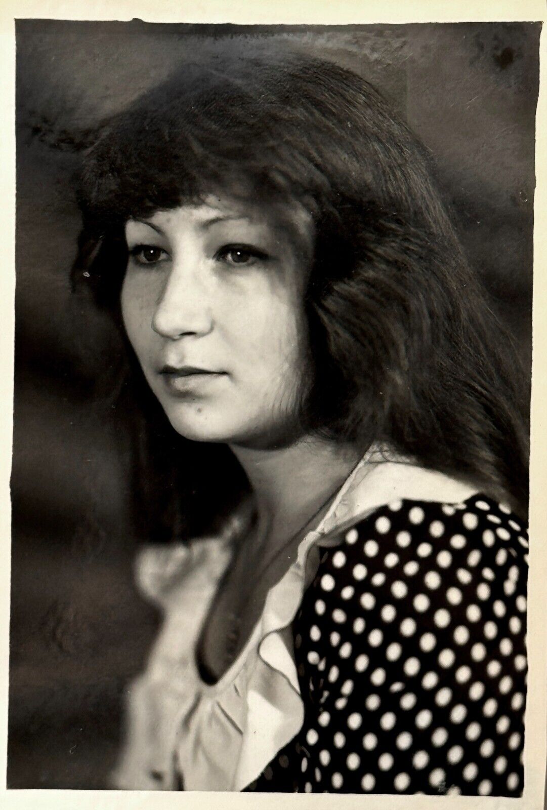 1980s Pretty Woman Long Hair Portrait Vintage B&W Photo