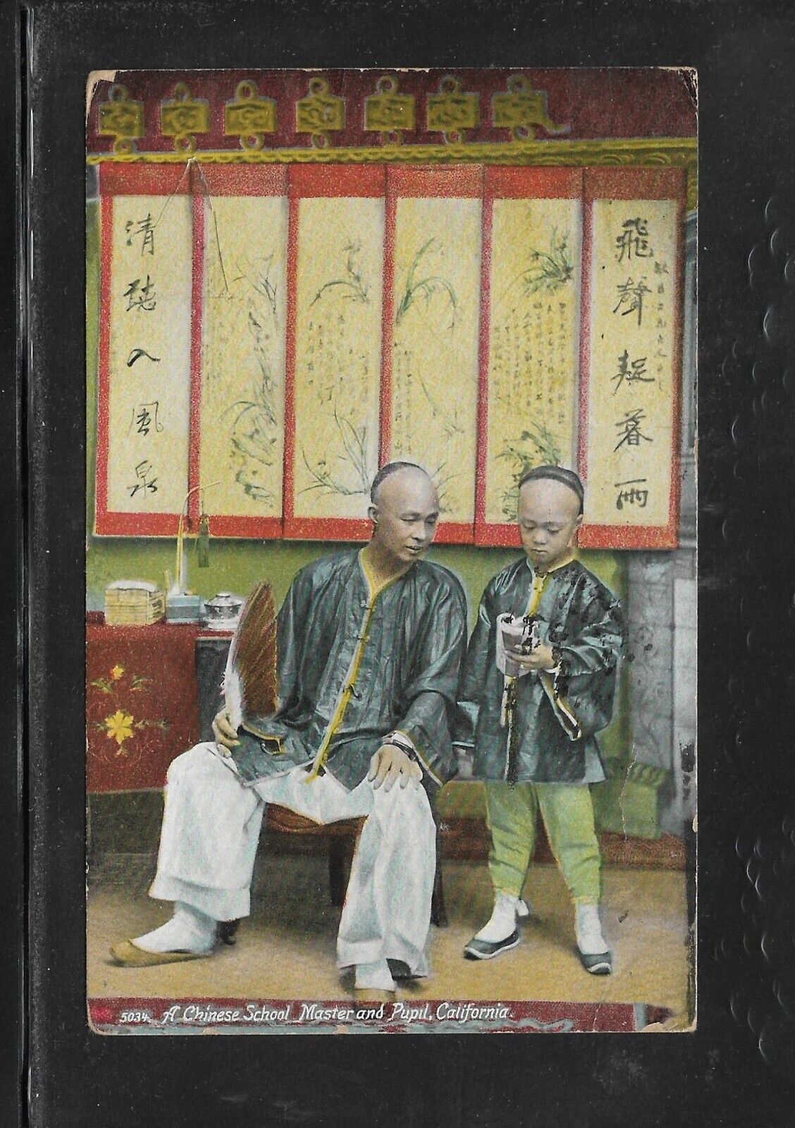 Postcard: Chinese School Master and Pupil, California; Watsonville, CA 1911