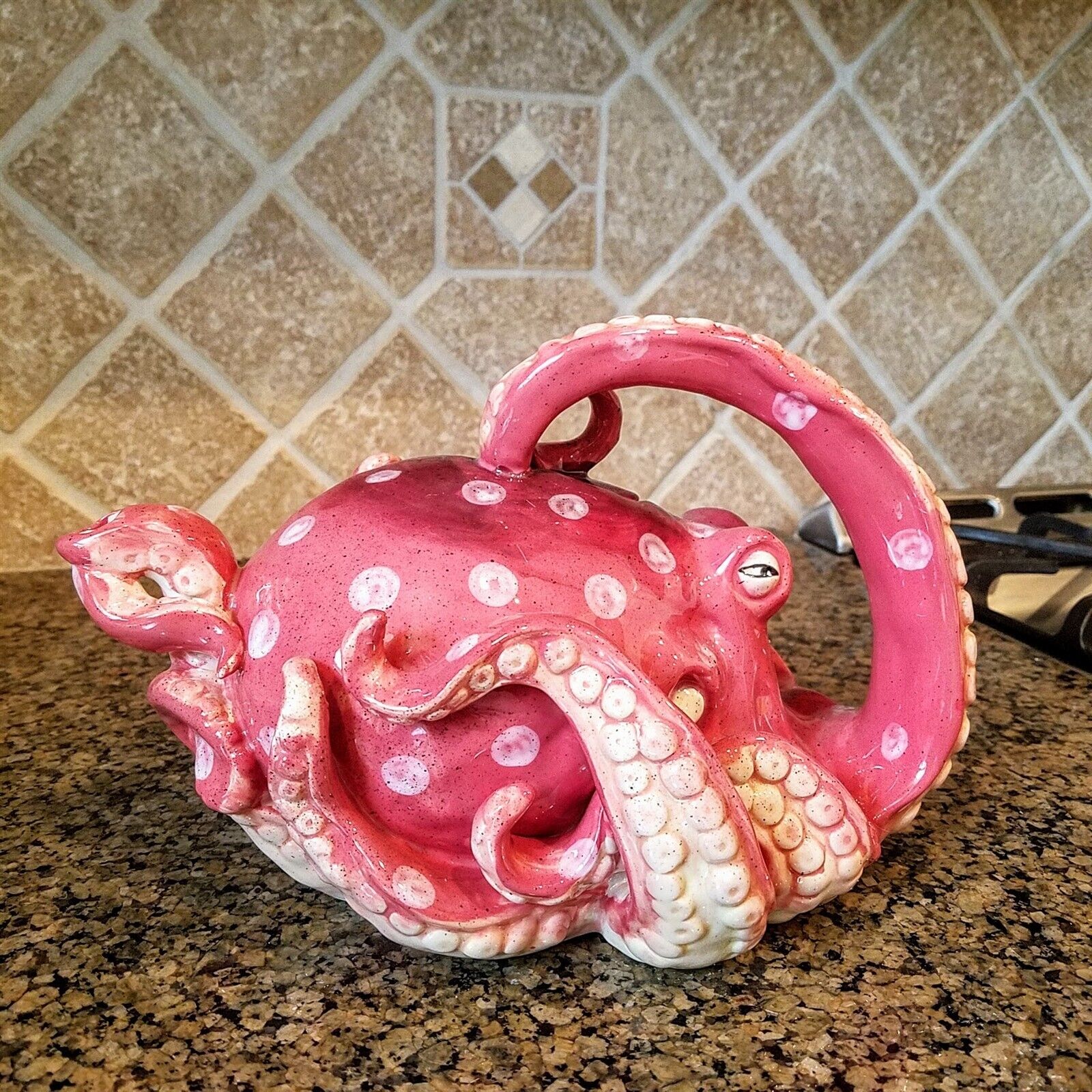 Octopus Teapot Red Unique Sea Collectible Kitchen Home Déco Blue Sky Goldminc