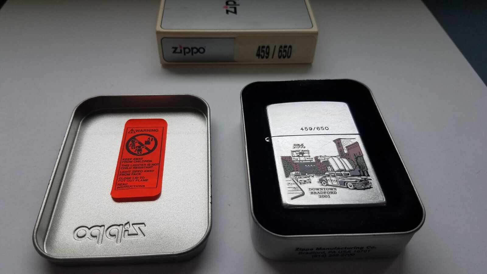 2001 ZIPPO #459 / 650: DOWNTOWN BRADFORD SERIES WITH ZIPPO CAR & FACTORY