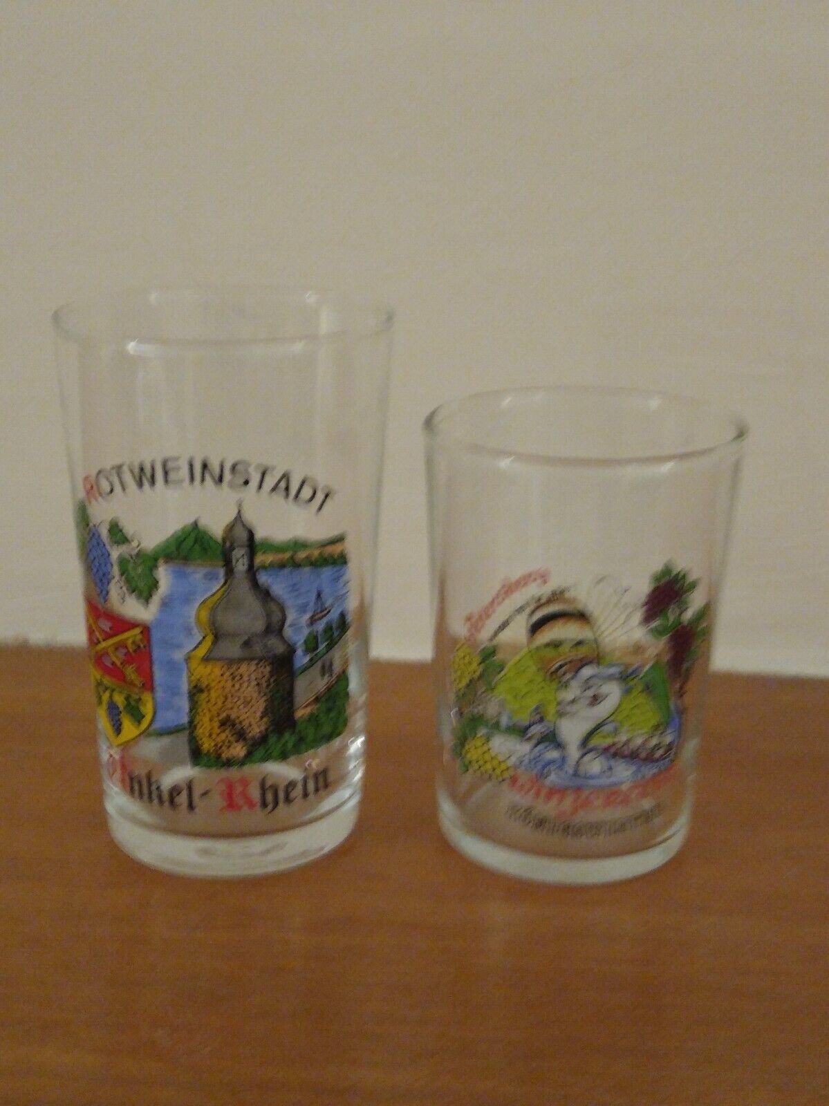 2 Vintage German Wine Festival Shot glasses from Konigswinter and Rotweinstadt