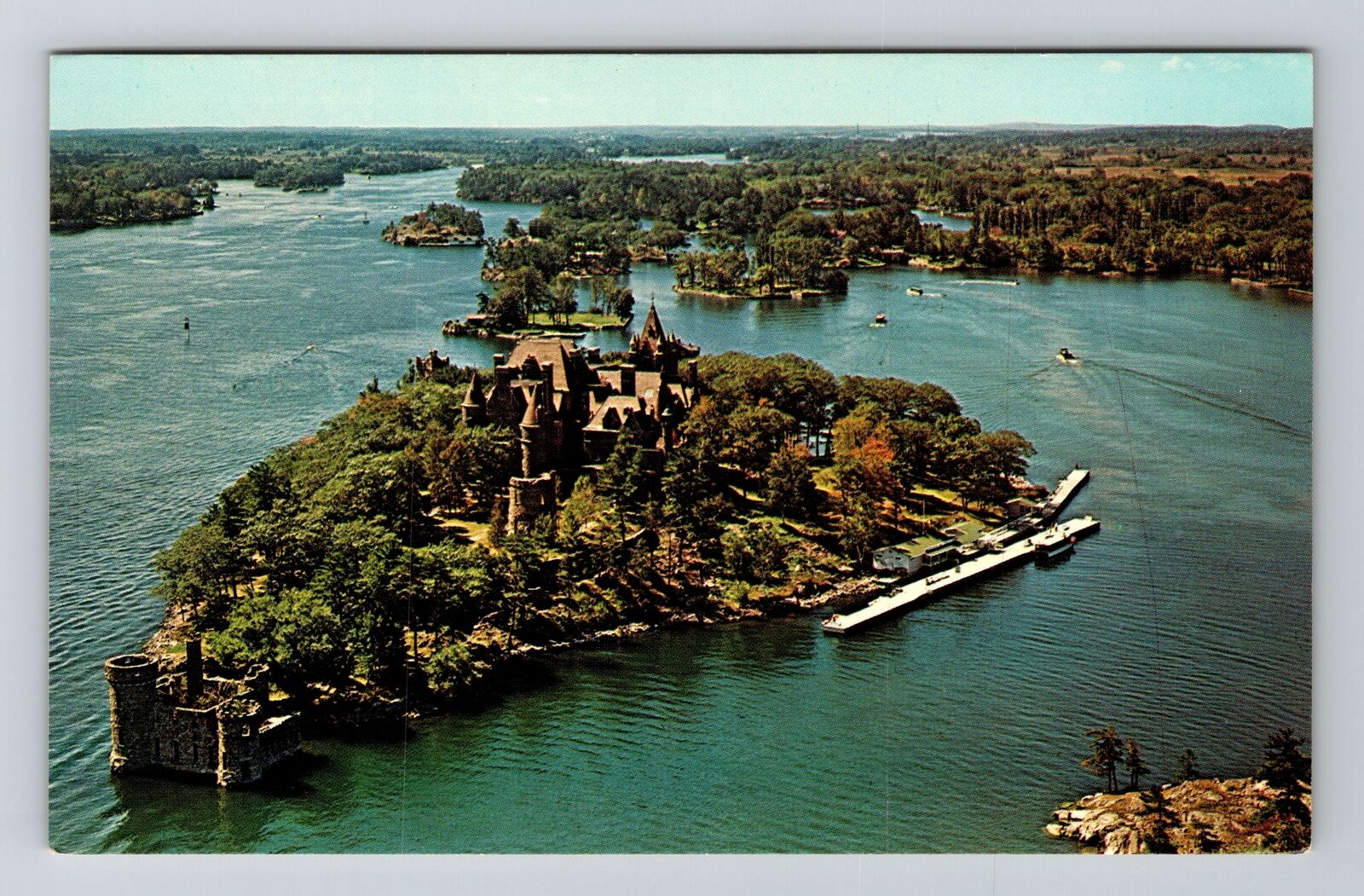 Alexandria Bay NY-New York, Aerial View Boldt Castle Vintage Souvenir Postcard