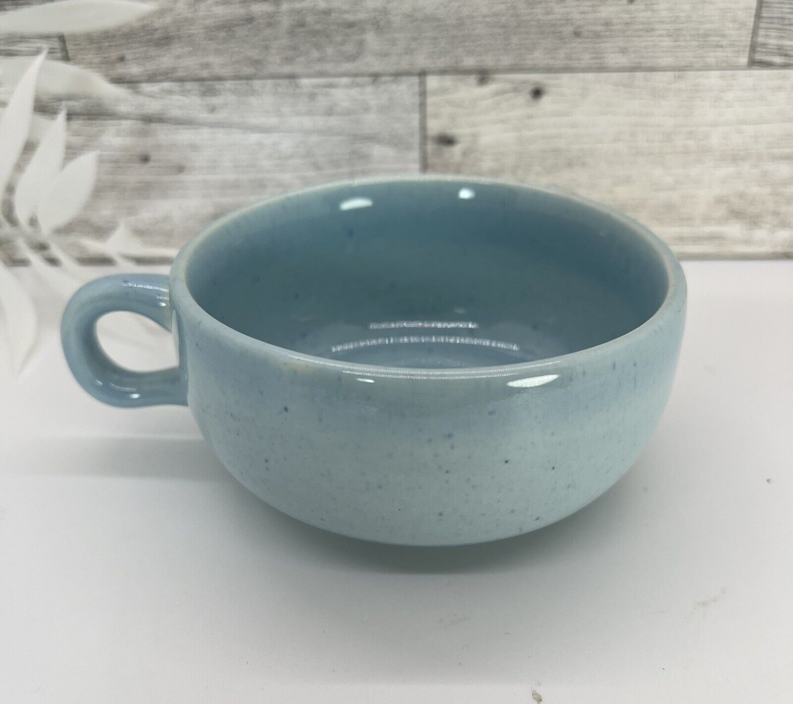 Vintage Light Blue Speckled Ceramic Coffee Tea Soup Mug