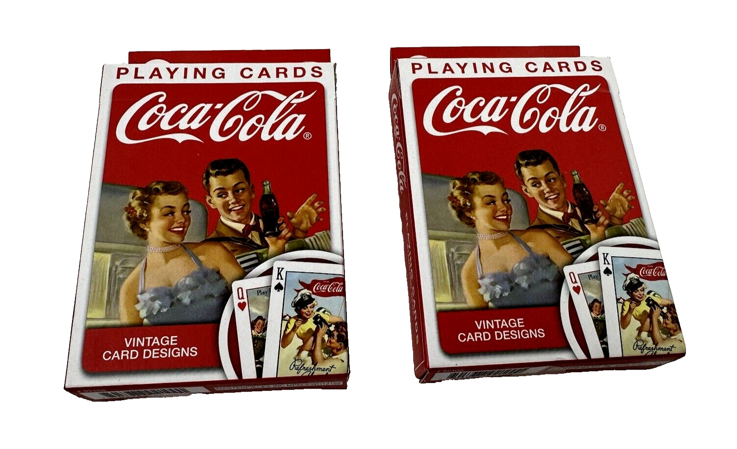 (2) Officially Licensed Coca Cola Vintage Ads Playing Cards - 54 Card Deck