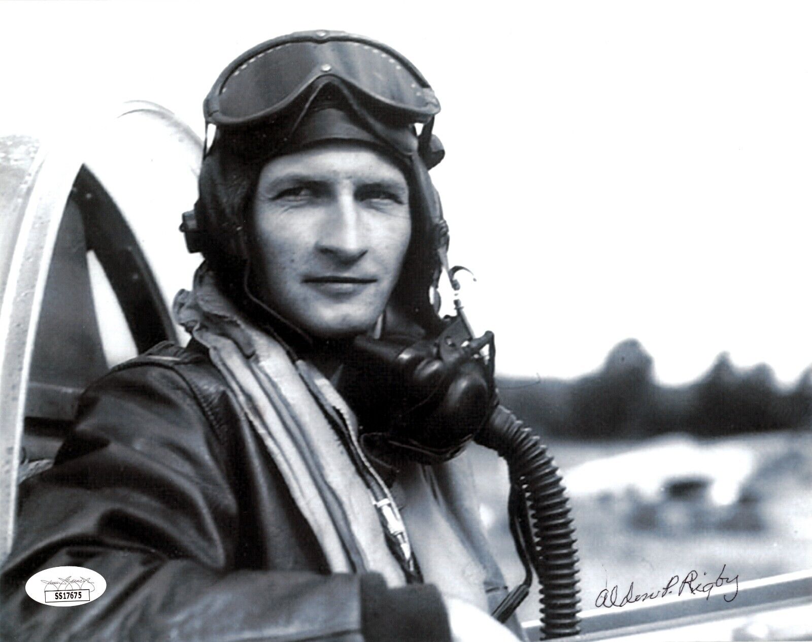 Alden Rigby signed WWII P-51 Ace Pilot Vintage B&W 8x10 Photo- JSA #SS17675