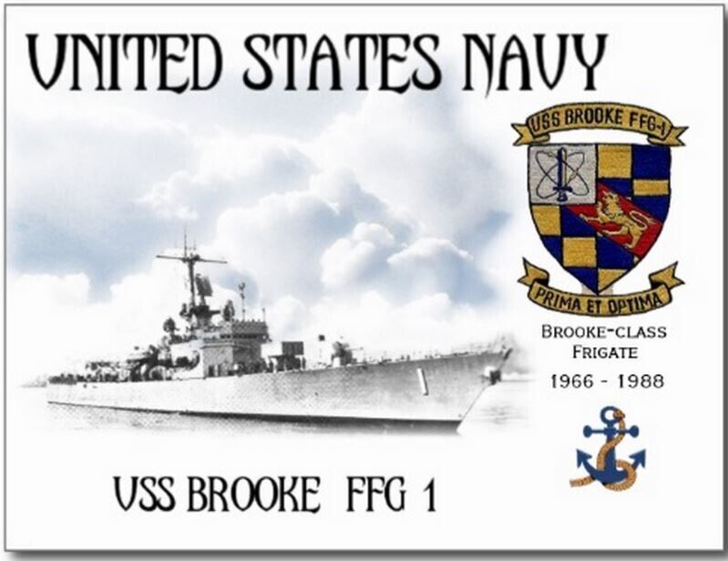 USS BROOKE FFG-1 FRIGATE   -  Postcard