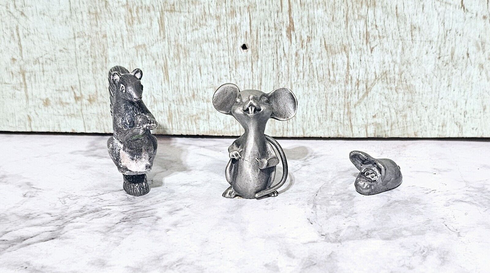 Hudson Pewter Mouse Squirrel Lot Of 3 Miniatures Metal Art Figurine Paperweight 