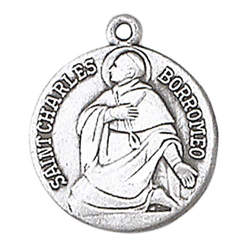 St Charles Medal Size .75 in Dia and 18 in Chain The Jeweled Cross Collection