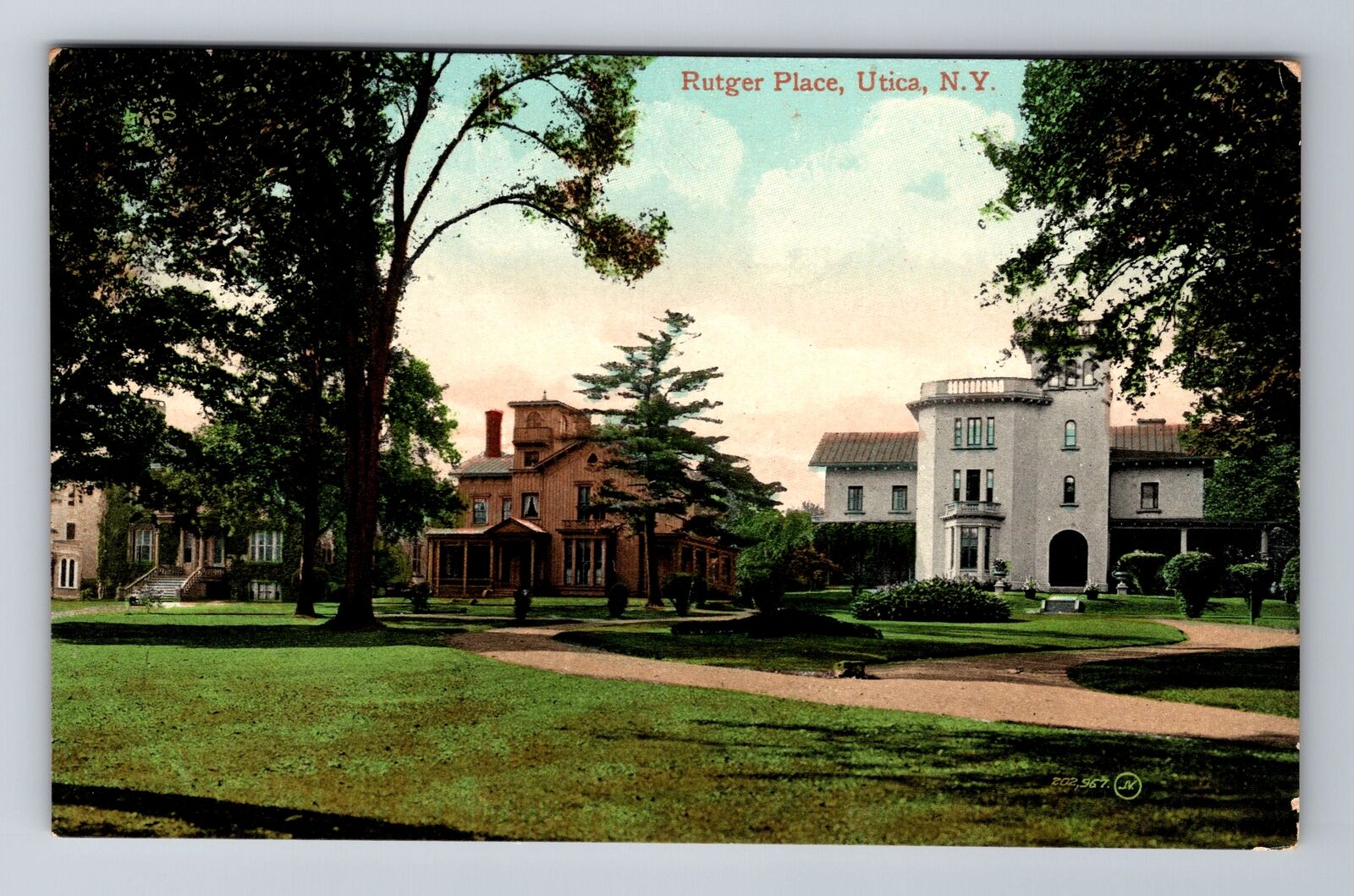 Utica NY-New York, Rutger Place, Antique Vintage Souvenir Postcard