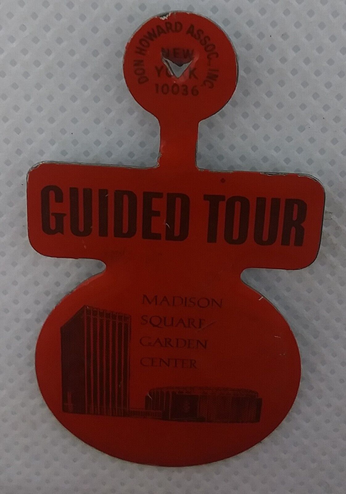 Vintage Guided Tour Madison Square Garden Center Fold Tab Button