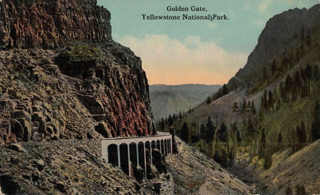 Postcard Golden Gate Yellowstone National Park Wyoming WY