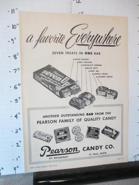 candy magazine ad 1956 PEARSON bar Seven Up mint nut roll wrapper St Paul MN