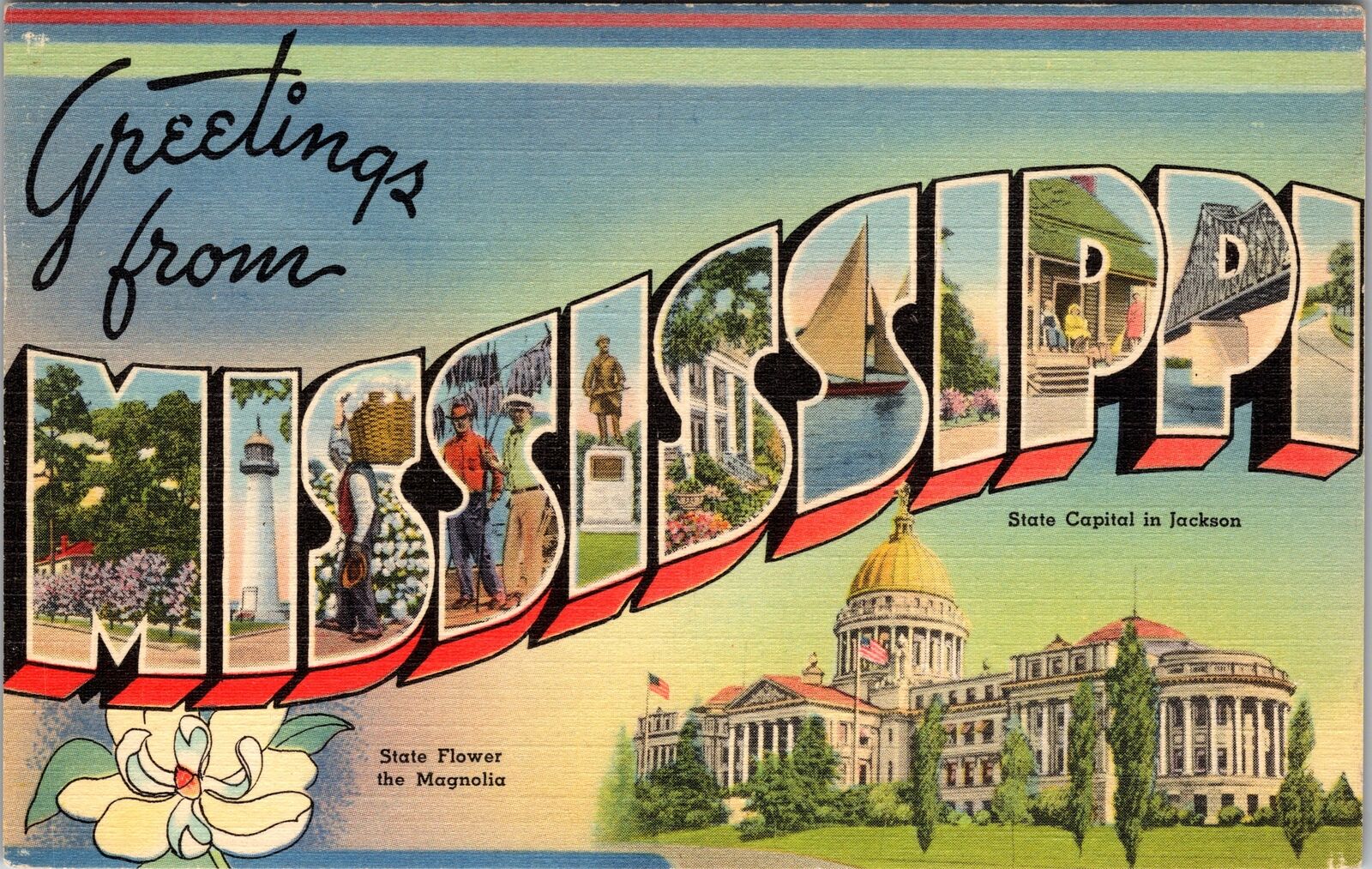 MS-Mississippi, Scenic General Letter Greetings, Vintage Postcard