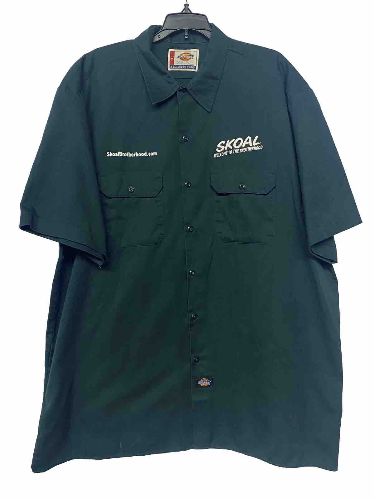 Dickies Skoal Brotherhood Branded Front & Back Button Up Men's 2XL XXL Shirt
