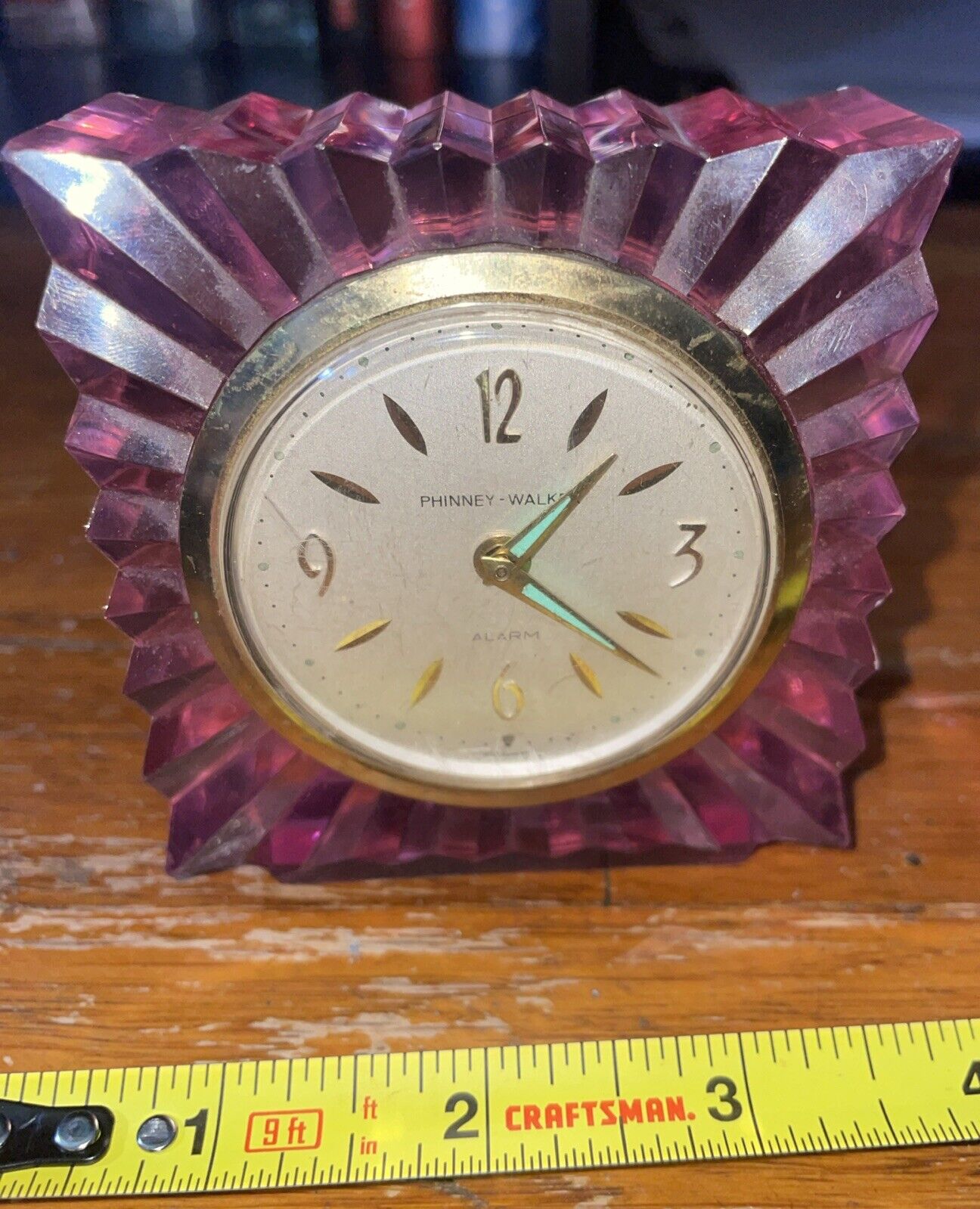 Vintage Pink Acrylic Phinney Walker Alarm Clock