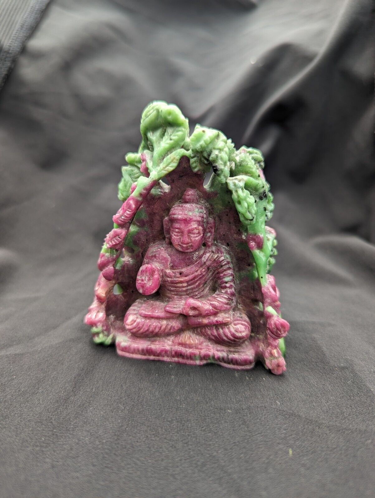 Ruby and Zoisite Buddha Carving 