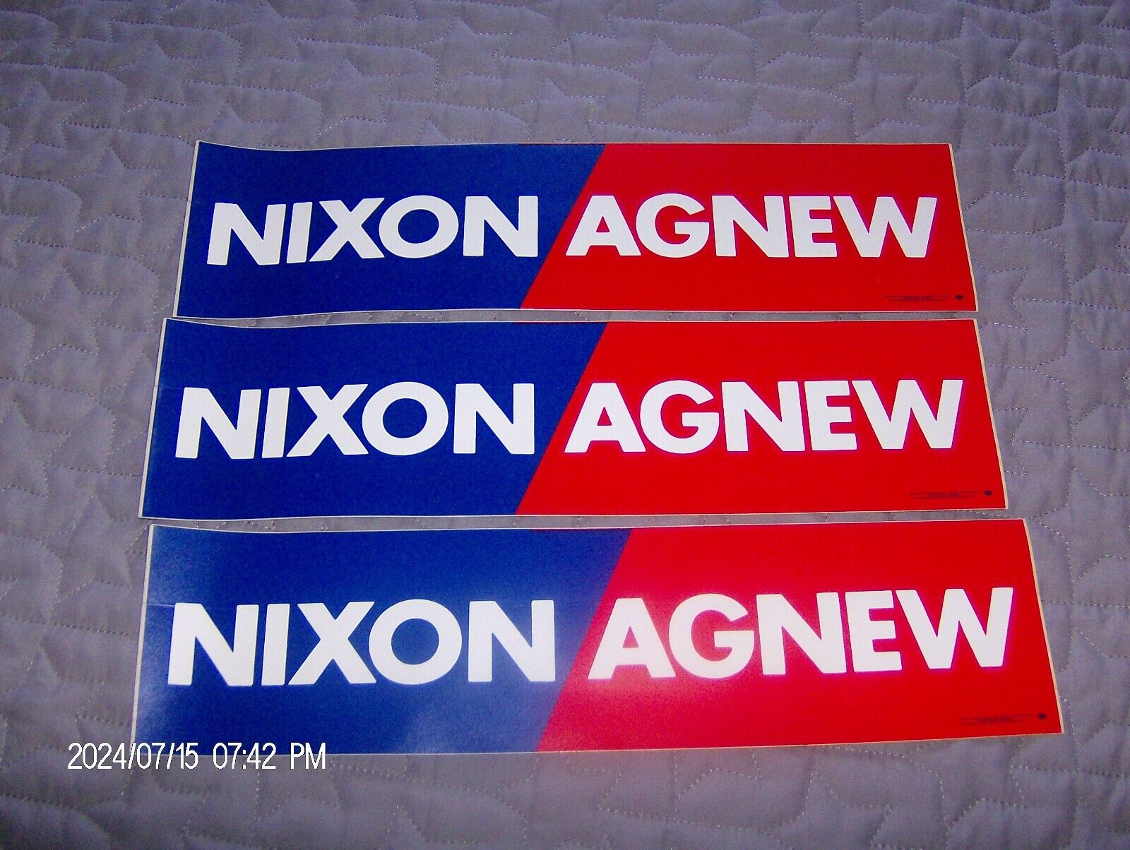 3 Nixon Agnew bumper stickers Never used