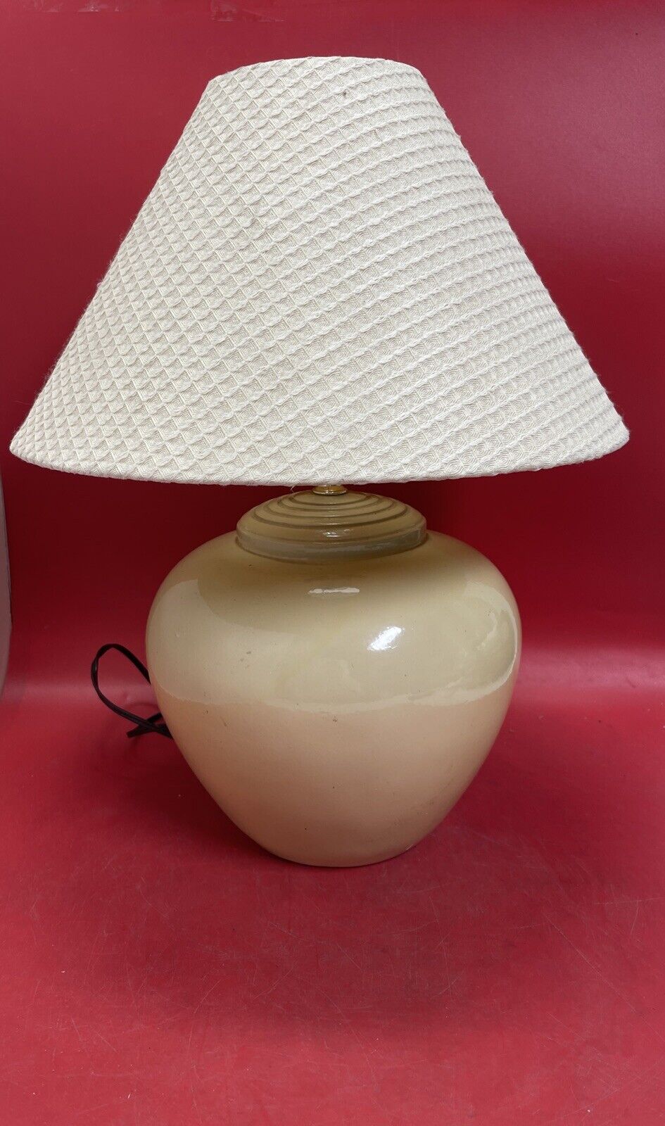 Vintage Retro 70s Ceramic Lamp Round  Yellow Orb