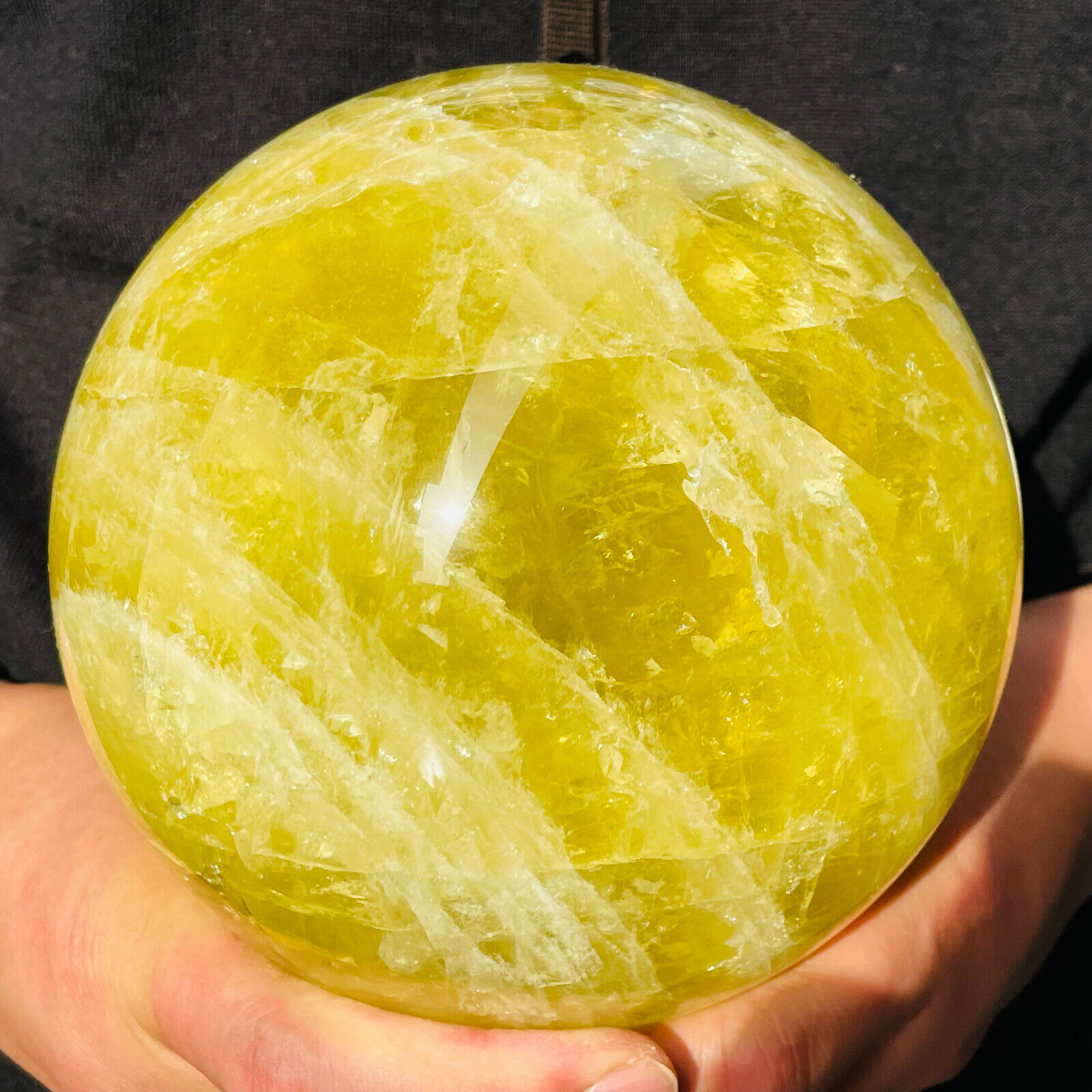 8.31LB TOP Natural citrine Quartz ball carved Crystal Sphere gem reiki Healing