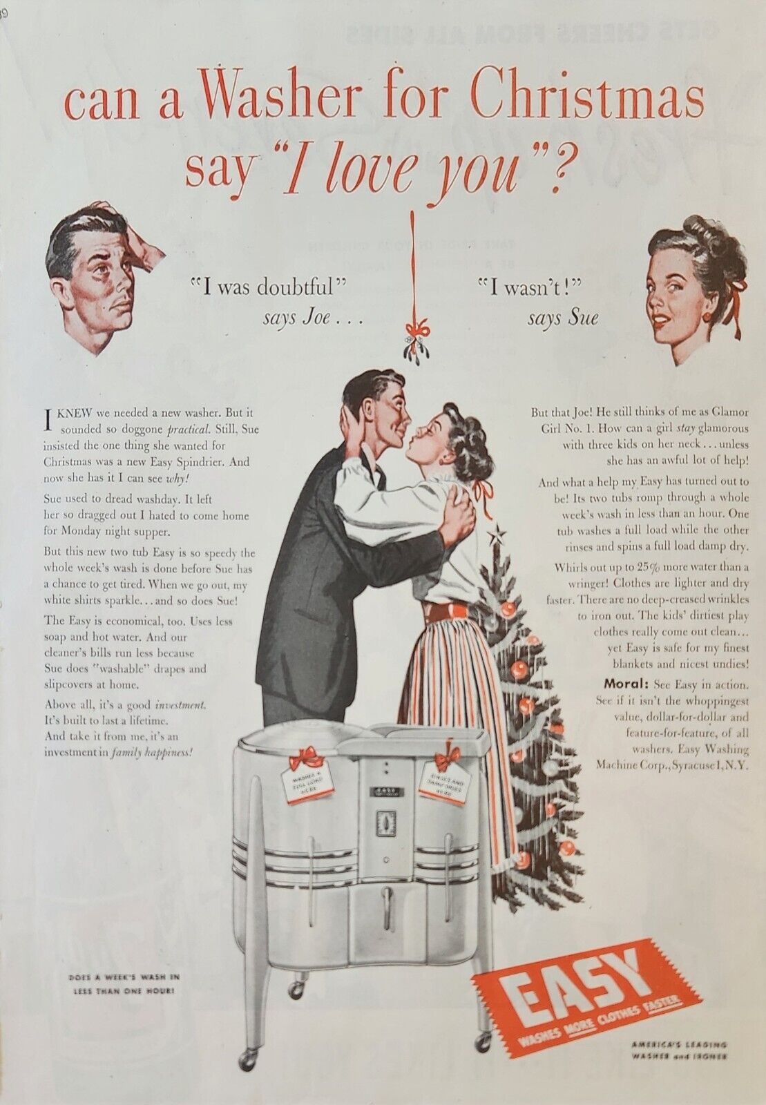 1947 Easy Spindrier For Clothes Vintage Ad Washer For Christmas I Love you