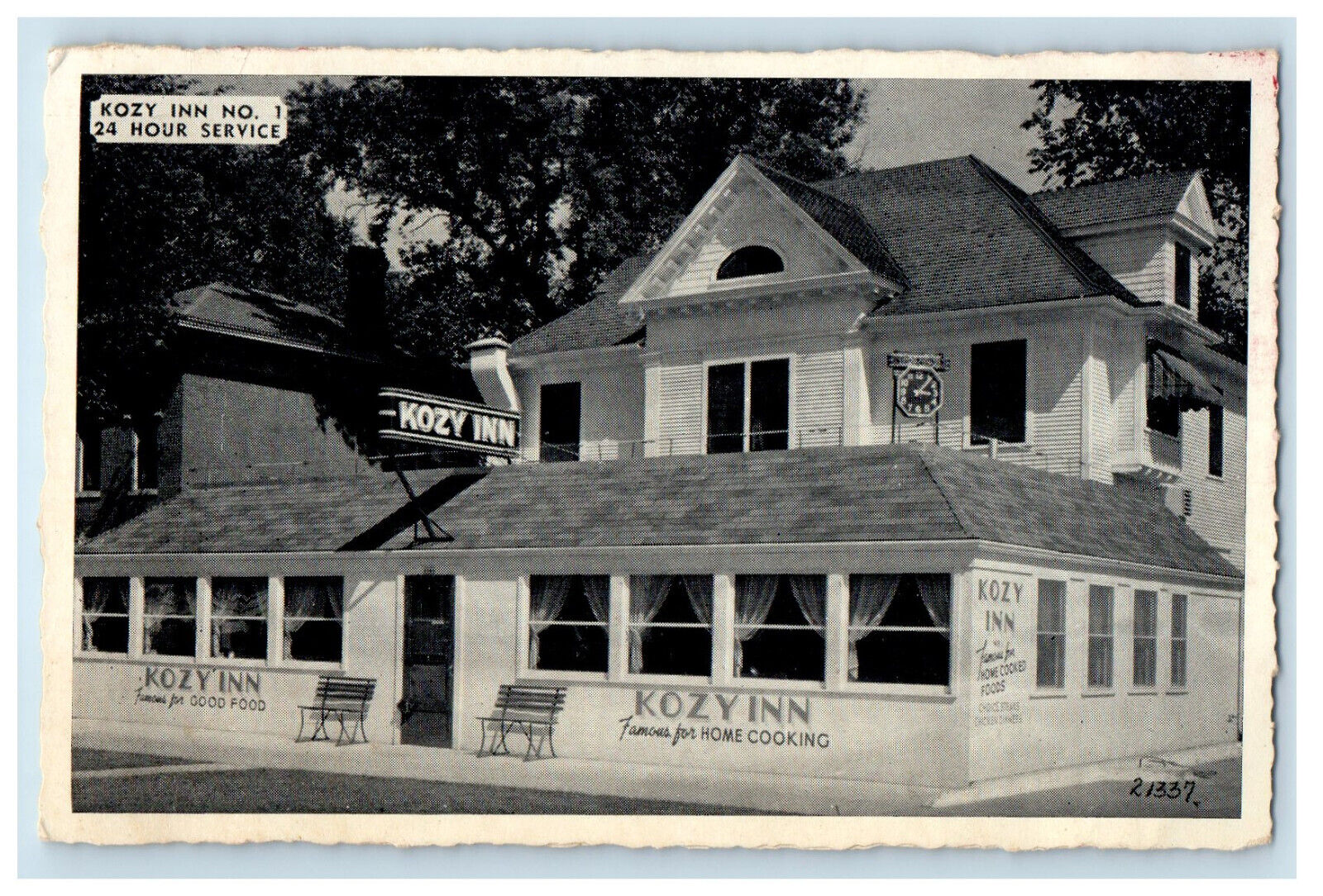 c1940's Kozy Inn and Restaurant, No.1 24 Hour Service Cedar Rapids IA Postcard