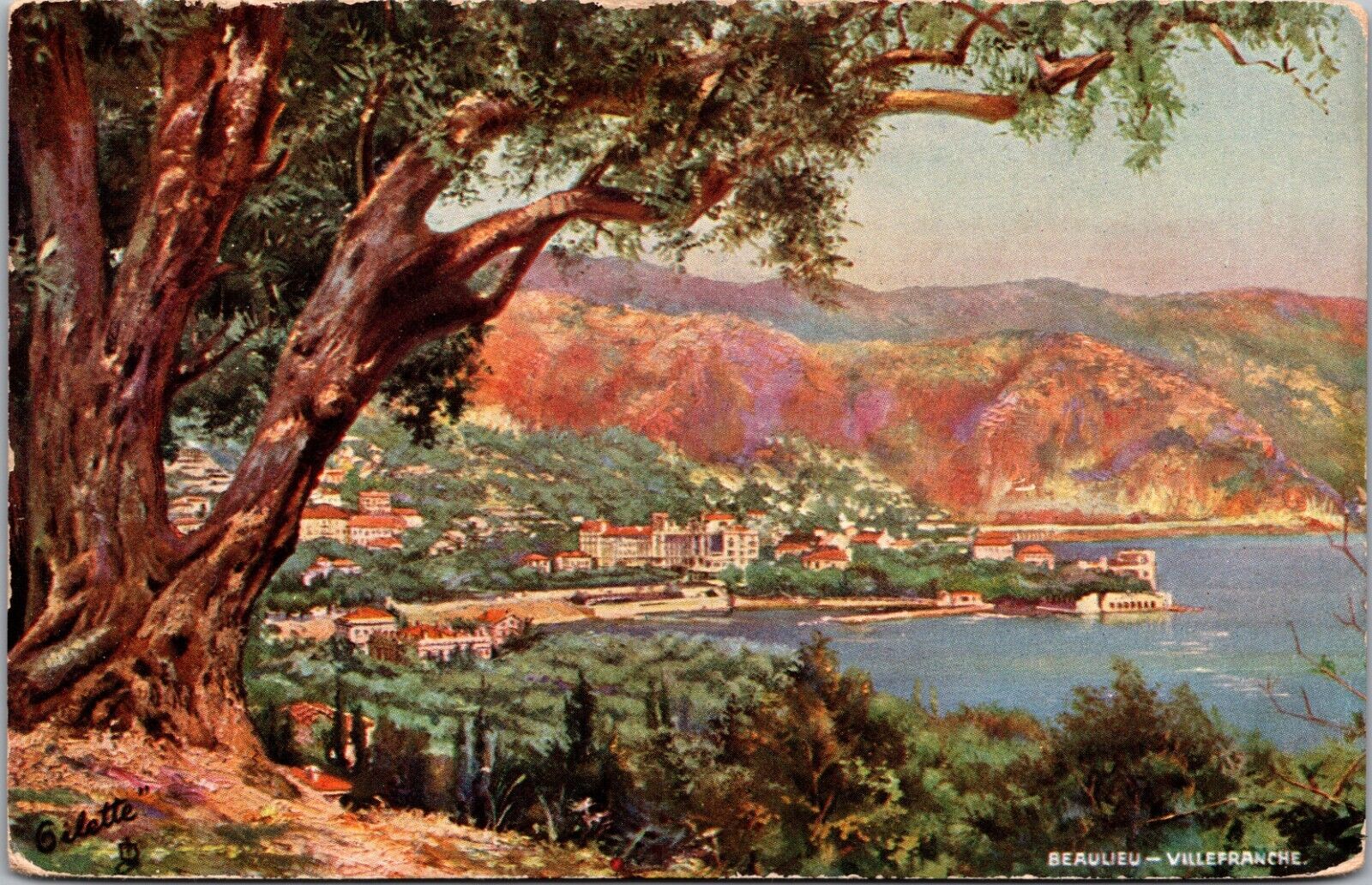 Tucks Oilette French Riviera Beaulieu Marina Homes Kerylos Postcard 1907-1915  