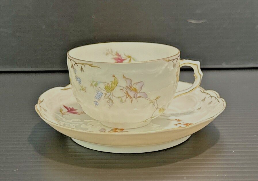 RARE VTG - R C Crown Rosenthal & Co. Floral Tea Cup & Saucer Numbered Set
