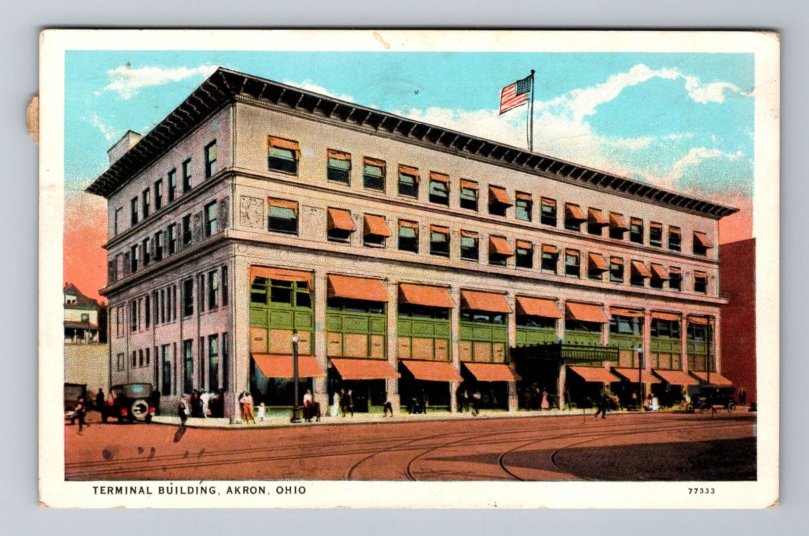Akron OH-Ohio, Terminal Building, c1930 Antique Vintage Souvenir Postcard