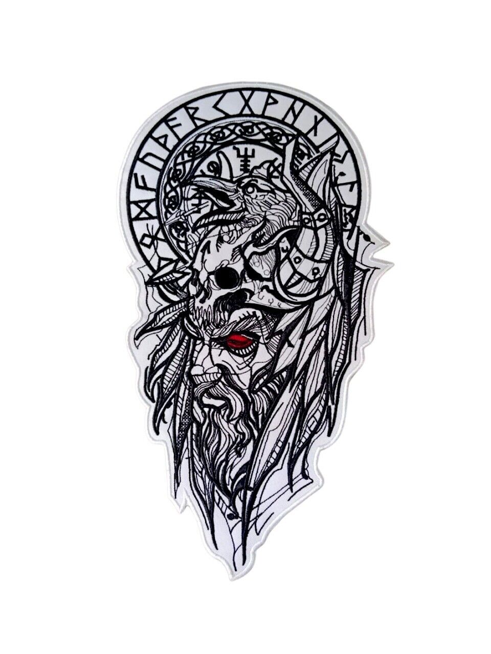 Odin Wotan Nordic Viking Valhalla Large Embroidered Iron On Patch for Vest
