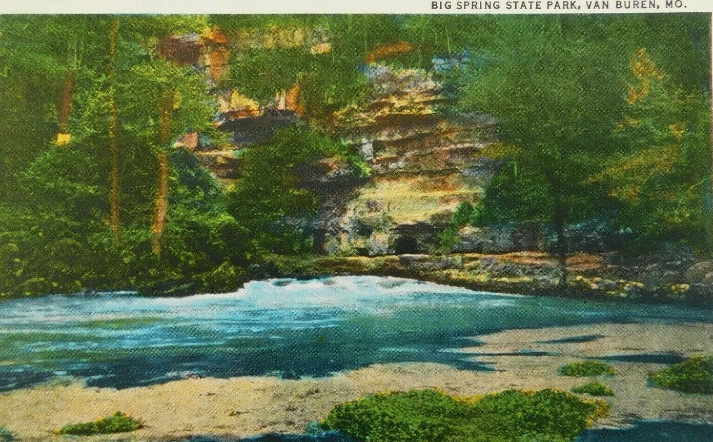 Big Springs State Park Van Buren Missouri River White Boarder Vintage Postcard