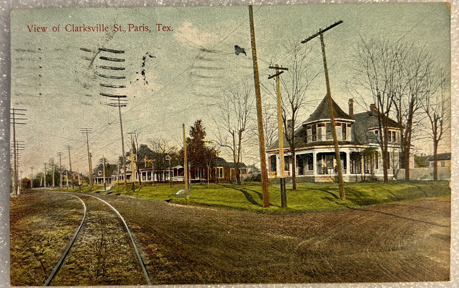 Paris TX Texas 1909 View Of Clarksville Street Train Track Posted