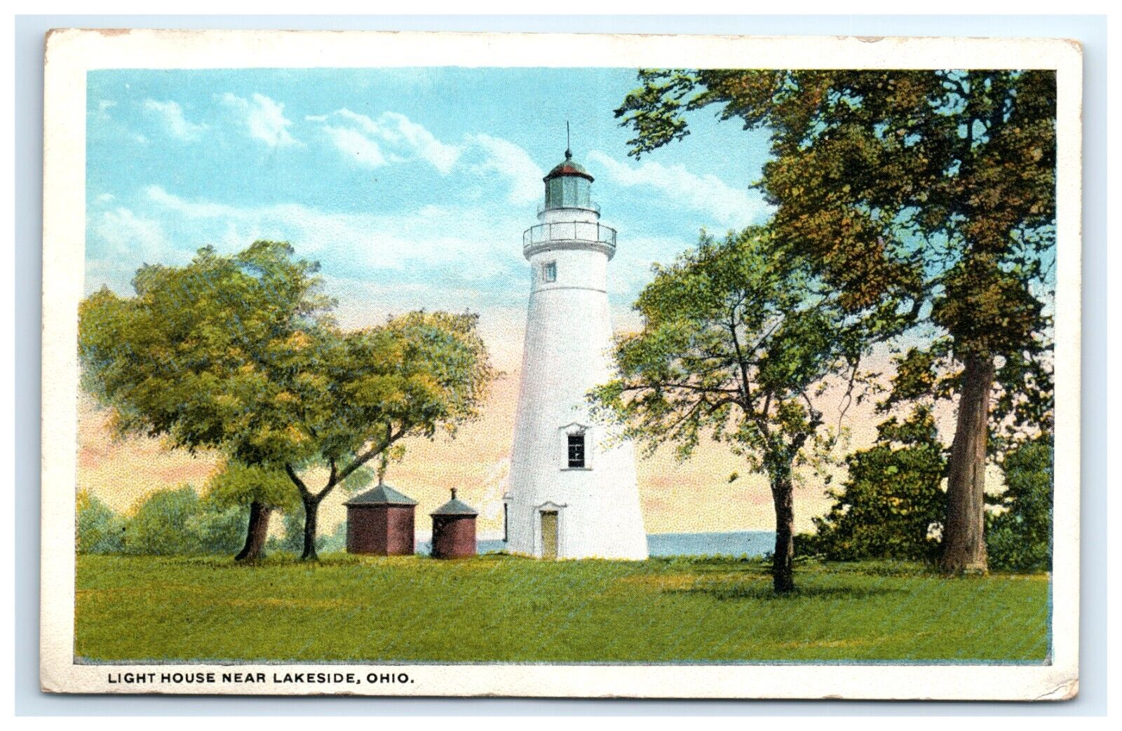 Postcard Lighthouse near Lakeside Ohio WB Posted