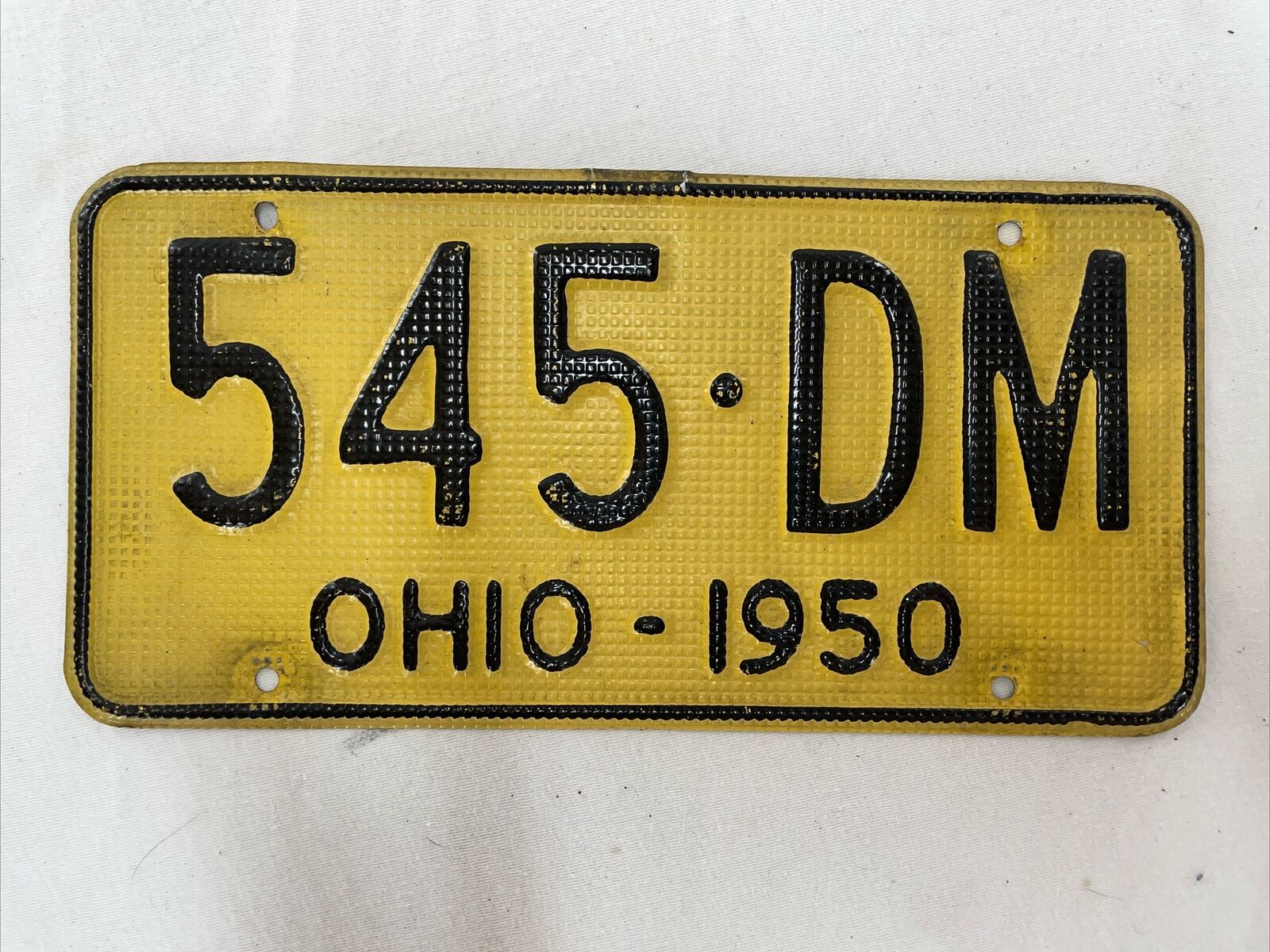 1950 Ohio License Plate Tag Waffle Aluminum OH All Original 545 DM 