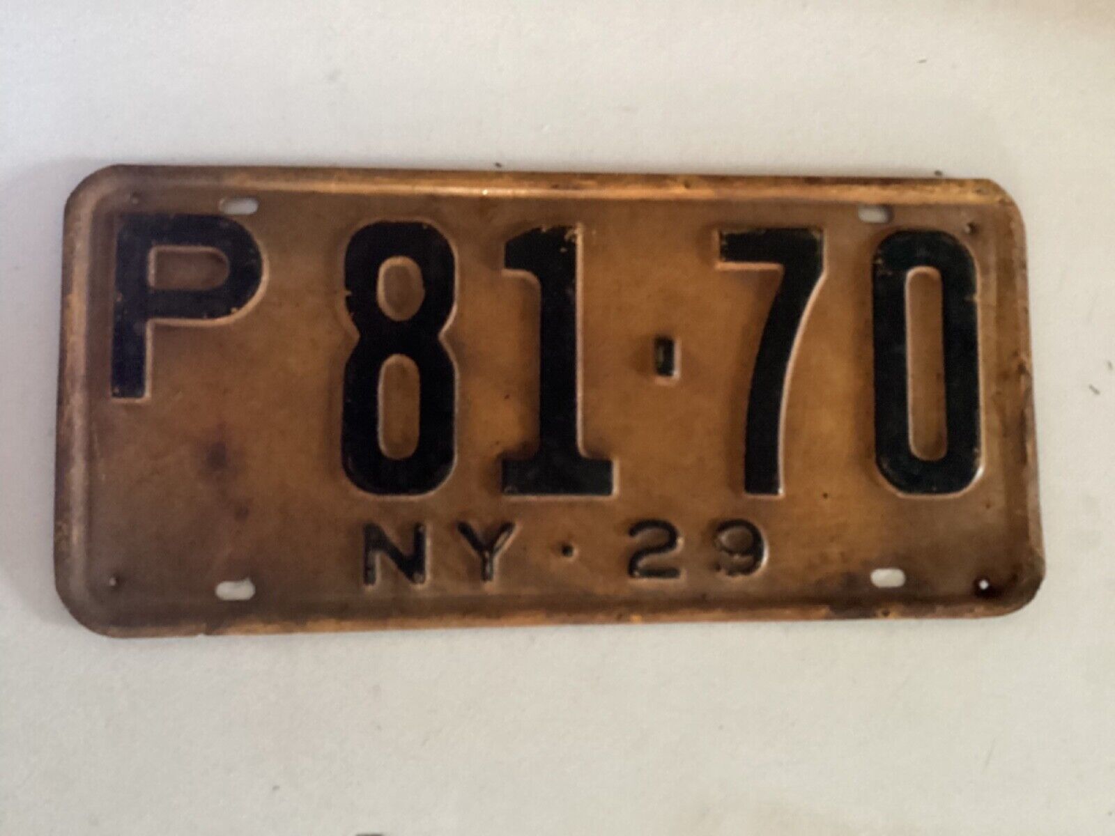 1929 New York License Plate P81-70 Original