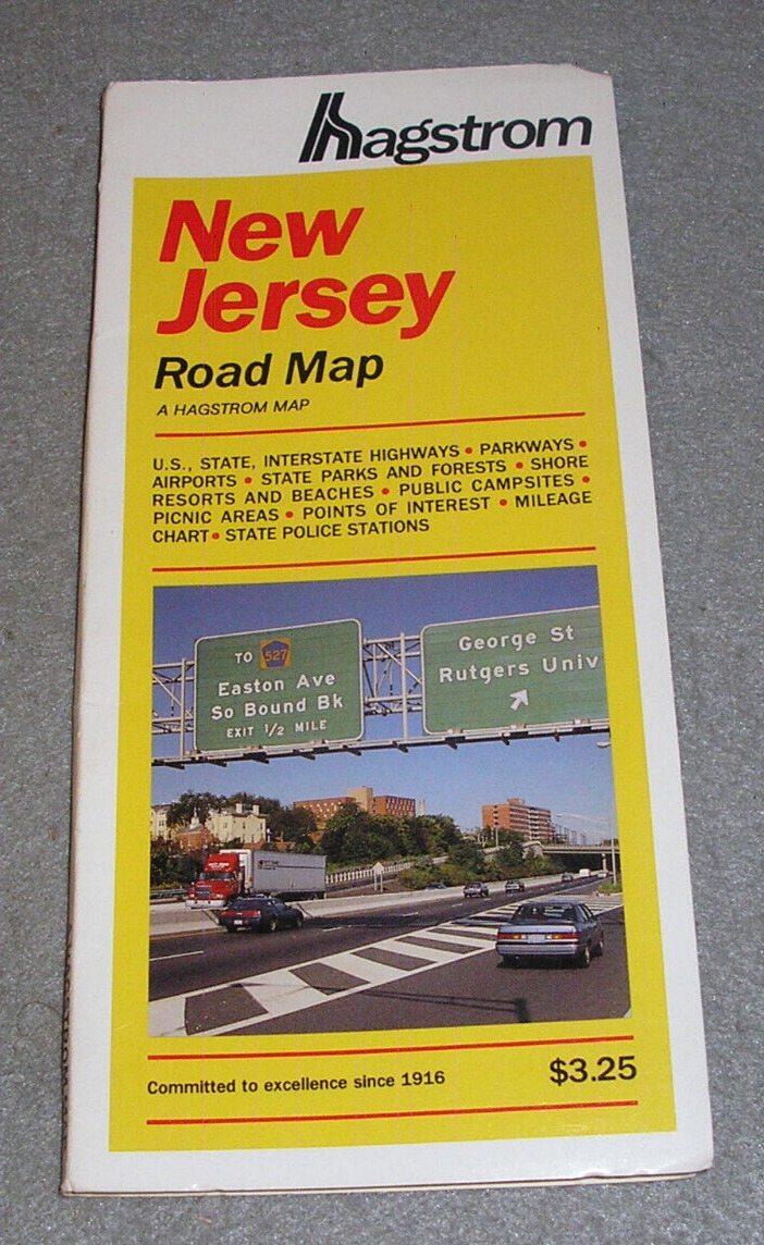 New Jersey Hagstrom Road Map Highways Interstates Streets Parkways Foldout 1993
