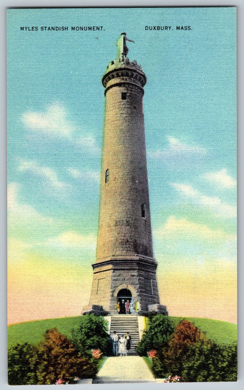 Duxbury, Massachusetts MA - Myles Standing Monument - Vintage Postcard