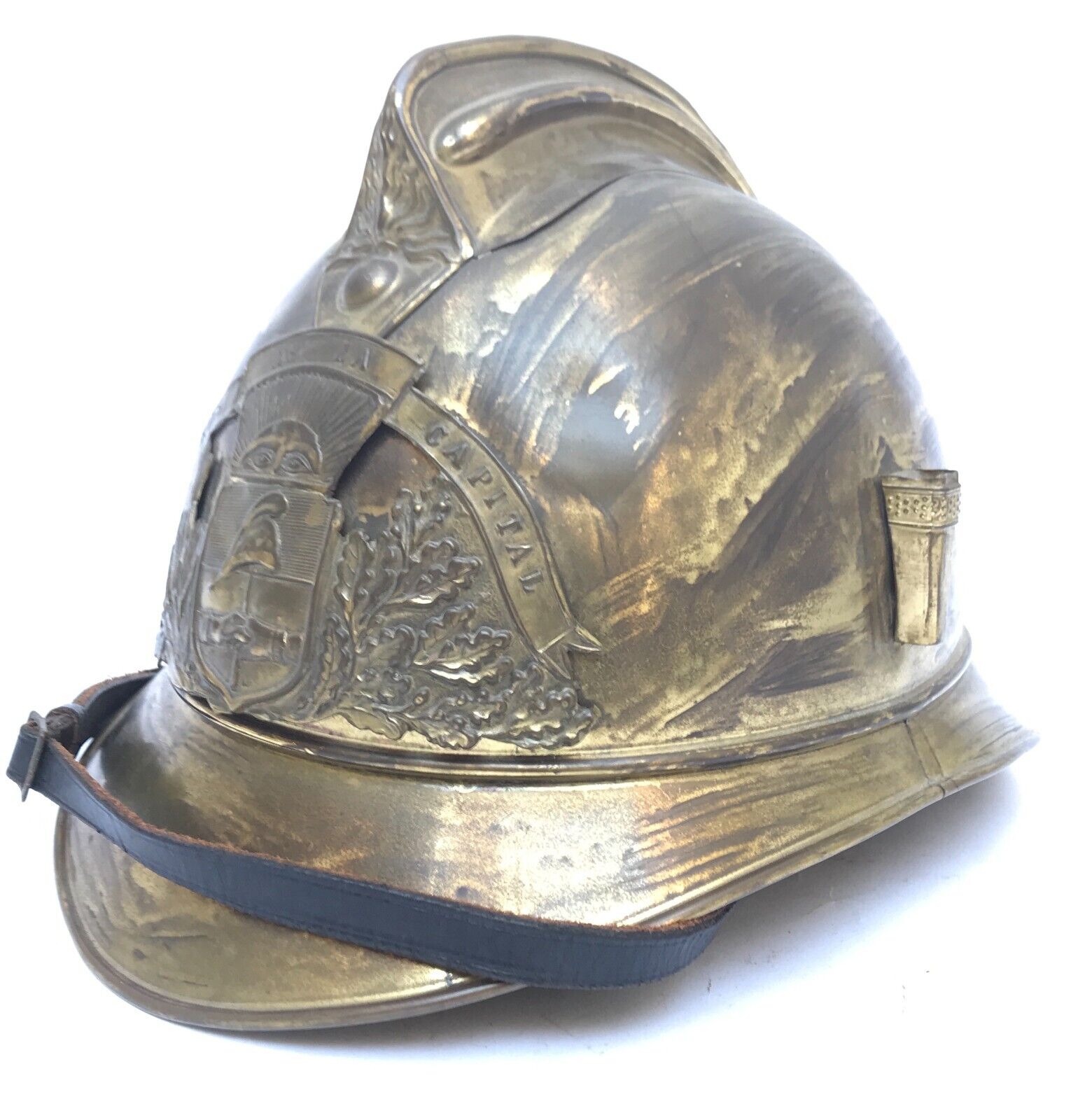 Buenos Aires Argentine 1900 Antique & Original French Fireman style Brass Helmet