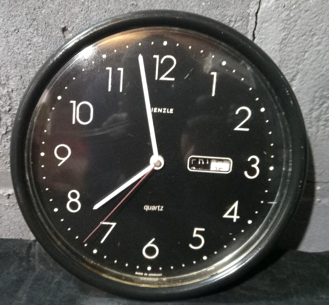 Vintage 70's Kienzle Black Quartz Wall Clock Post Mod Mid Century Plastic