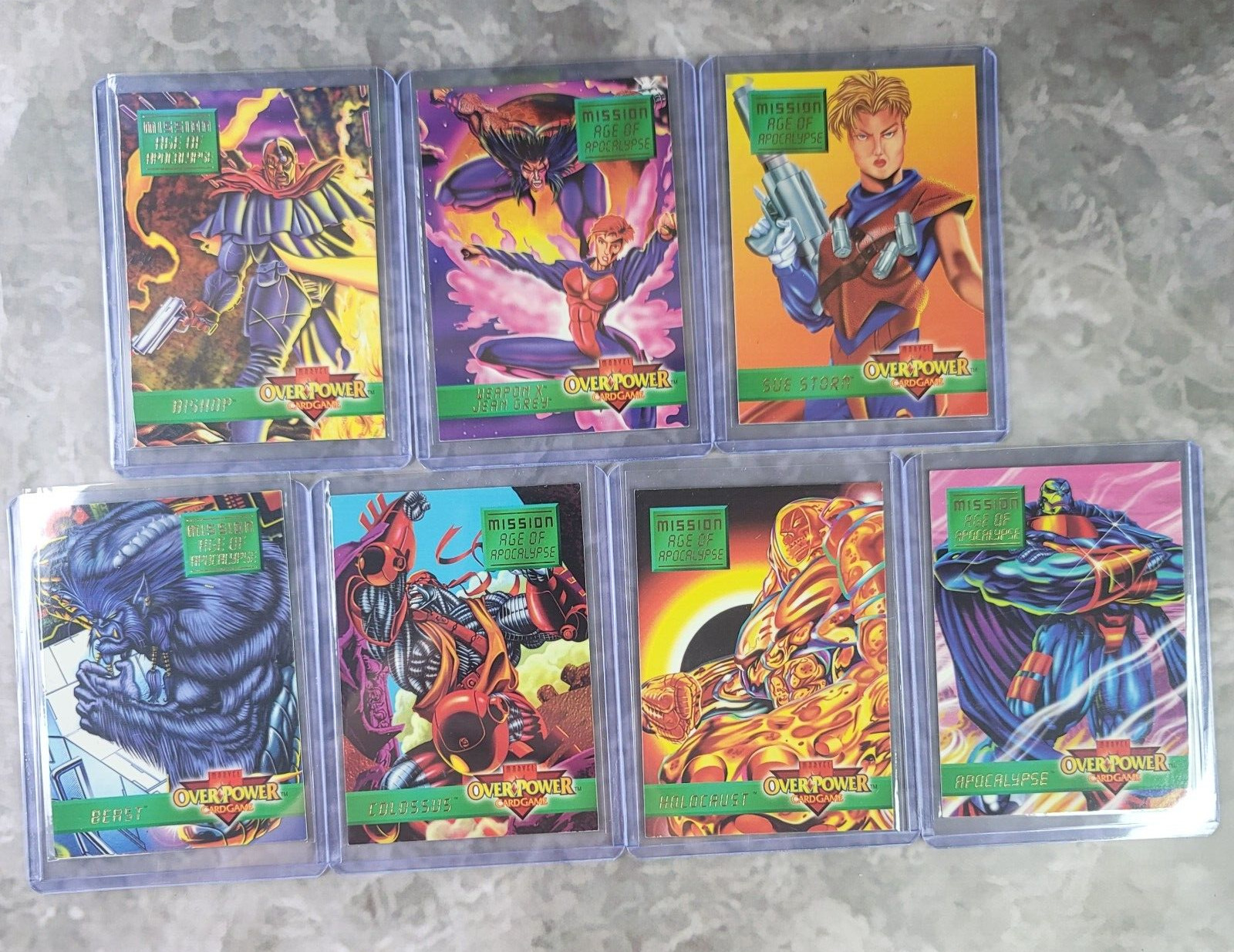 1995 Marvel Overpower Card Game Mission Age of Apocalypse Cards Complete Set 1-7