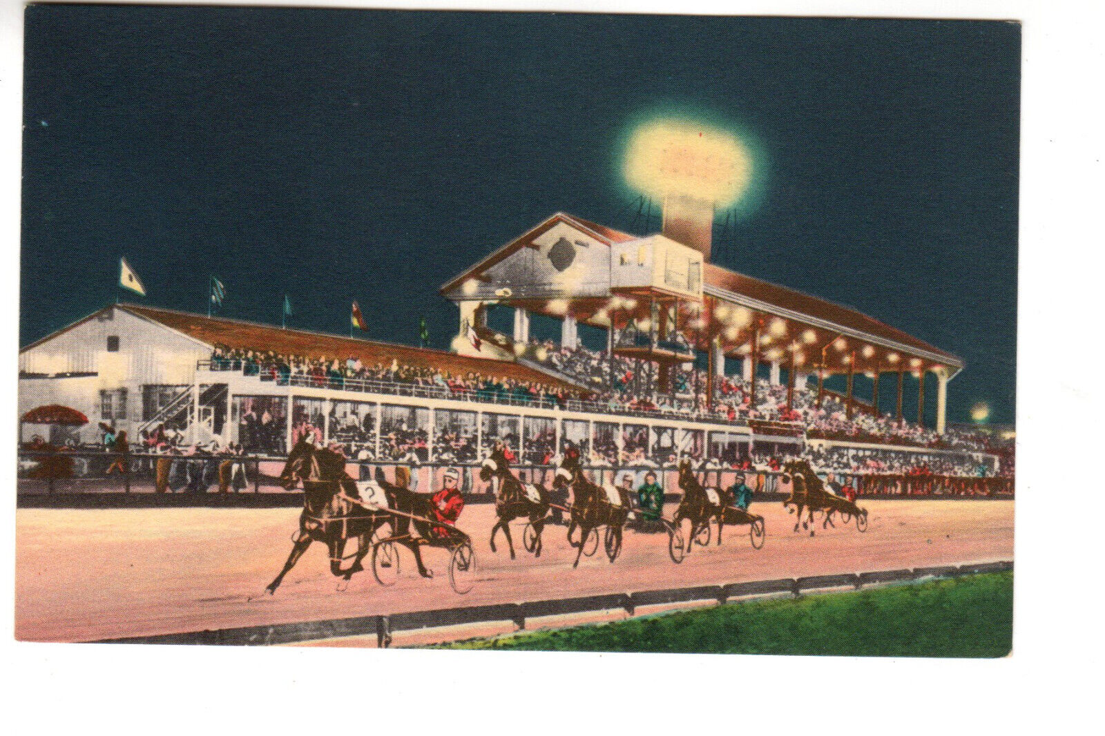 Postcard: Fairgrounds Trotting Track, Louisville, KY - night races; grandstand