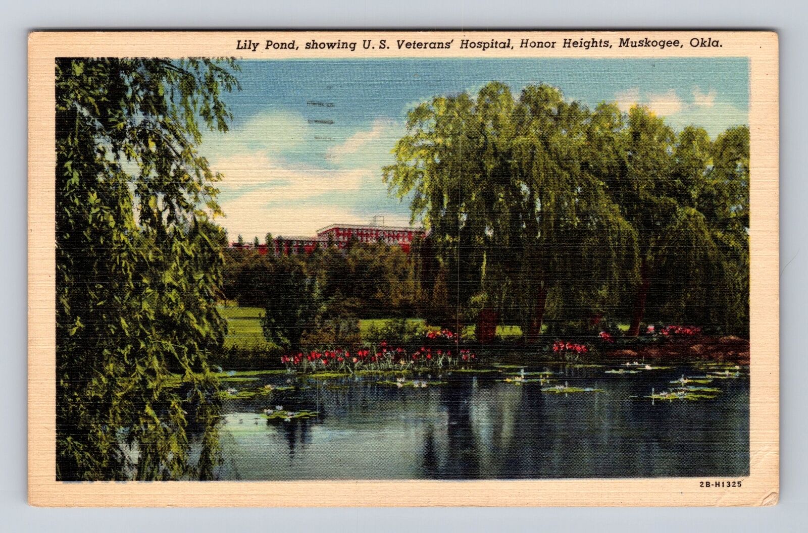 Muskogee OH-Ohio, Honor Heights Pond Veteran\'s Hospital, Vintage c1956  Postcard