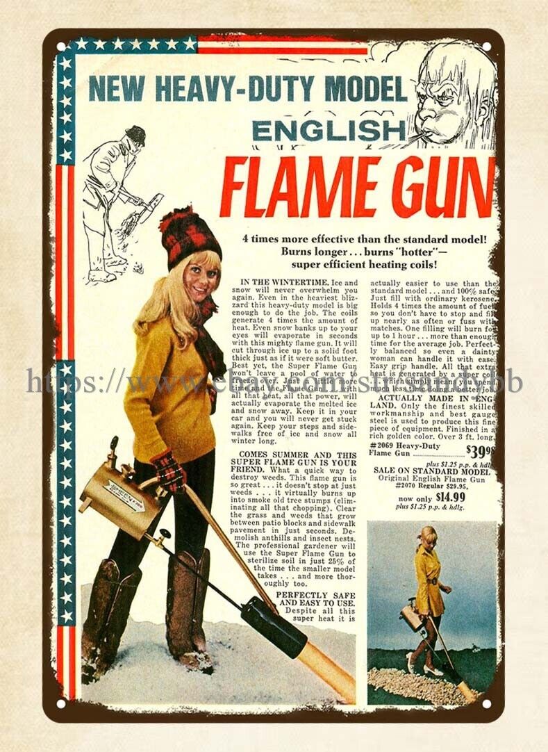 nostalgic garage shop metal art English Flame Gun metal tin sign