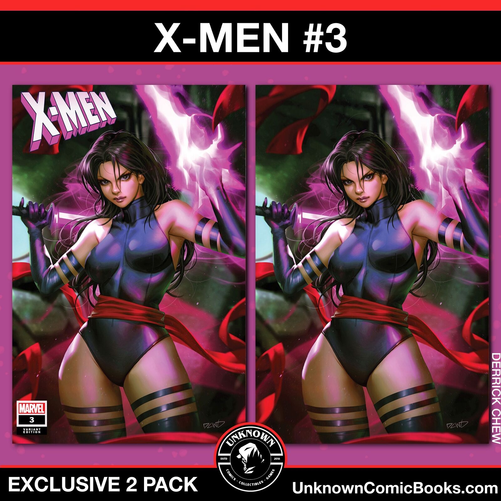 [2 Pack] X-Men #3 Unknown Comics Derrick Chew Exclusive Var (08/28/2024)