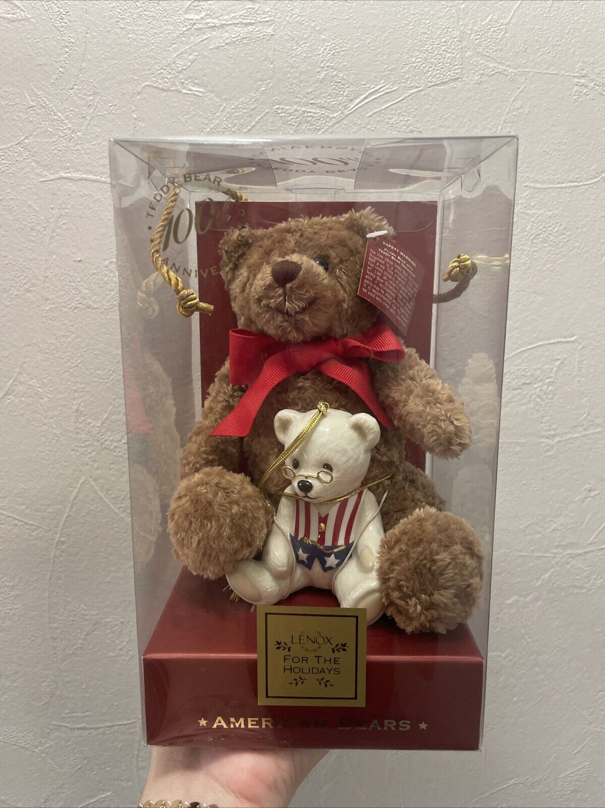 Lenox American Bears Teddy Bear 100th Anniversary Plush & Patriotic Bear In Box