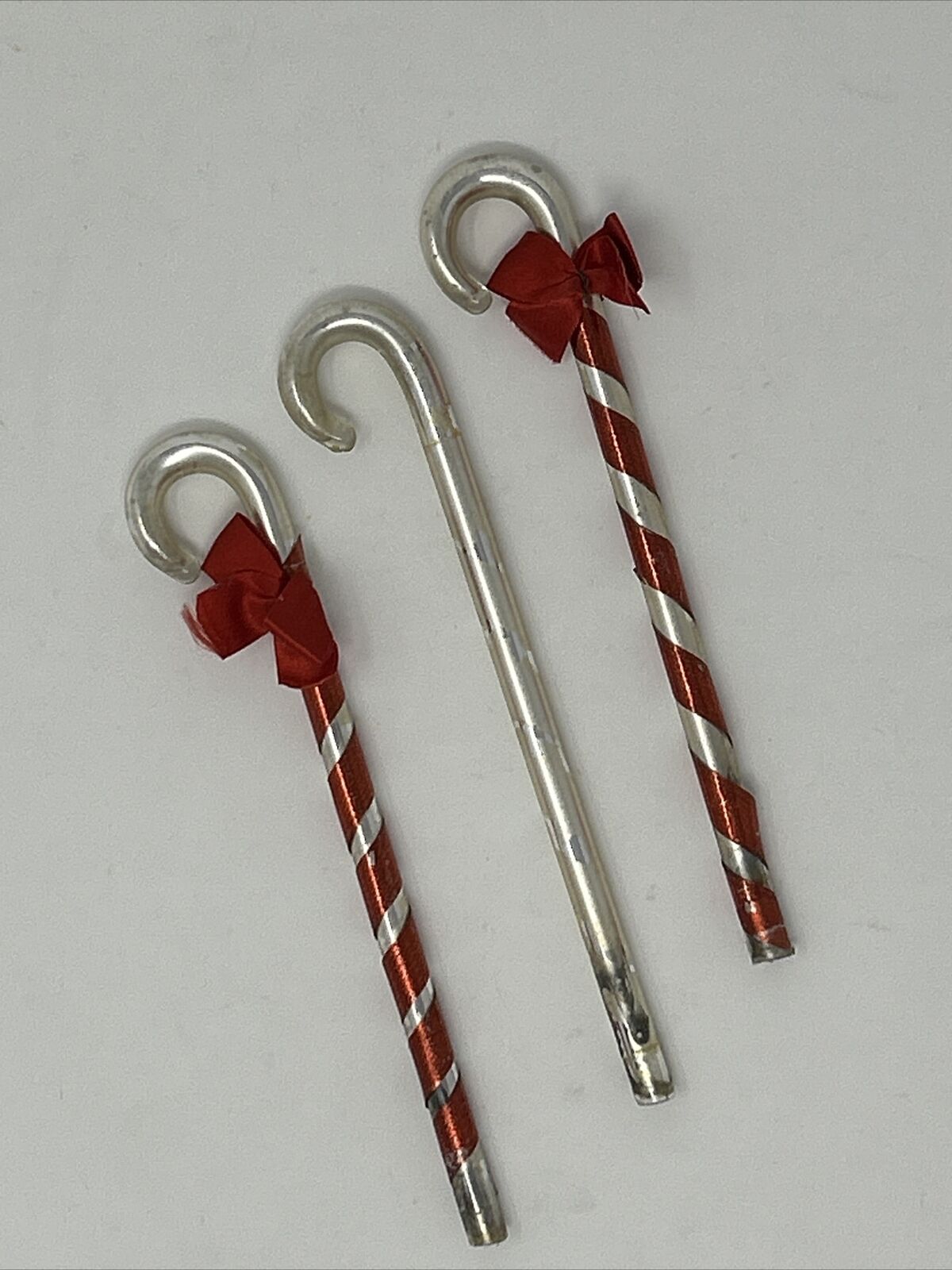 1940s Mercury Glass Christmas Candy Cane Ornaments, Vintage, 3, may be Kentlee?