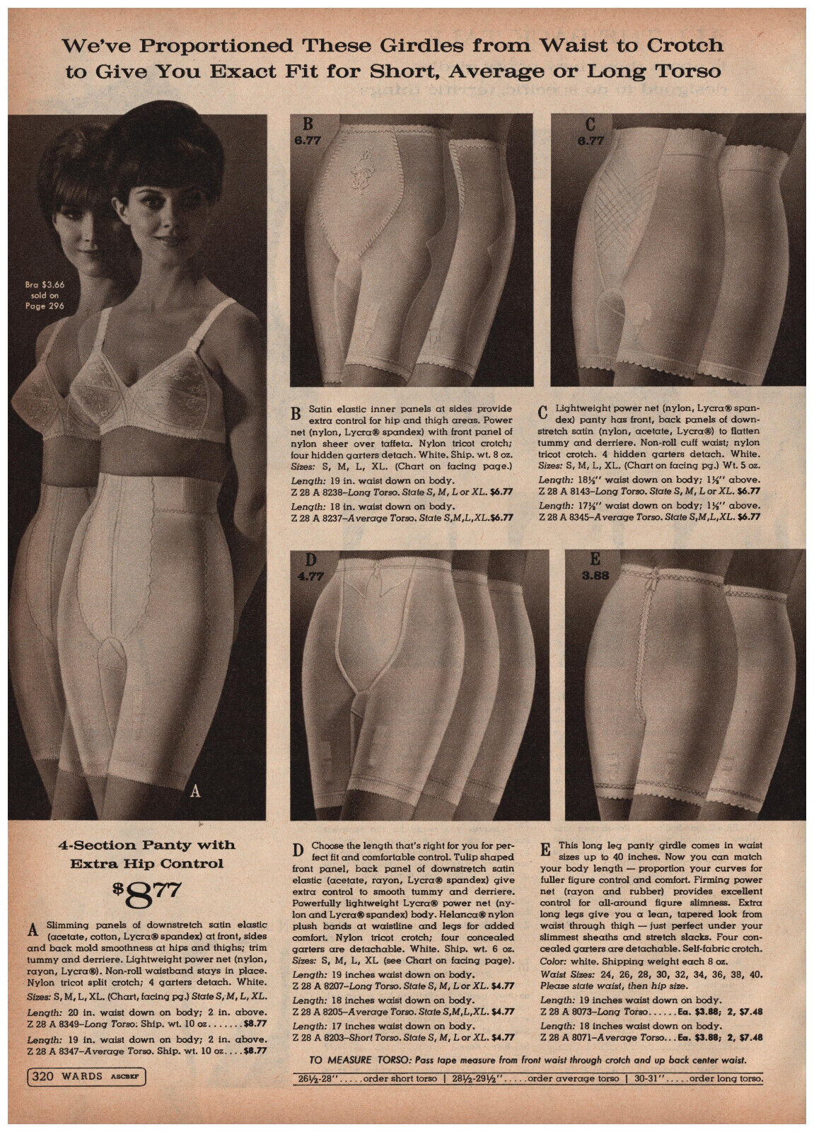 1965 Montgomery Ward Print AD Girdle 4 Section Panty Waist to Crotch