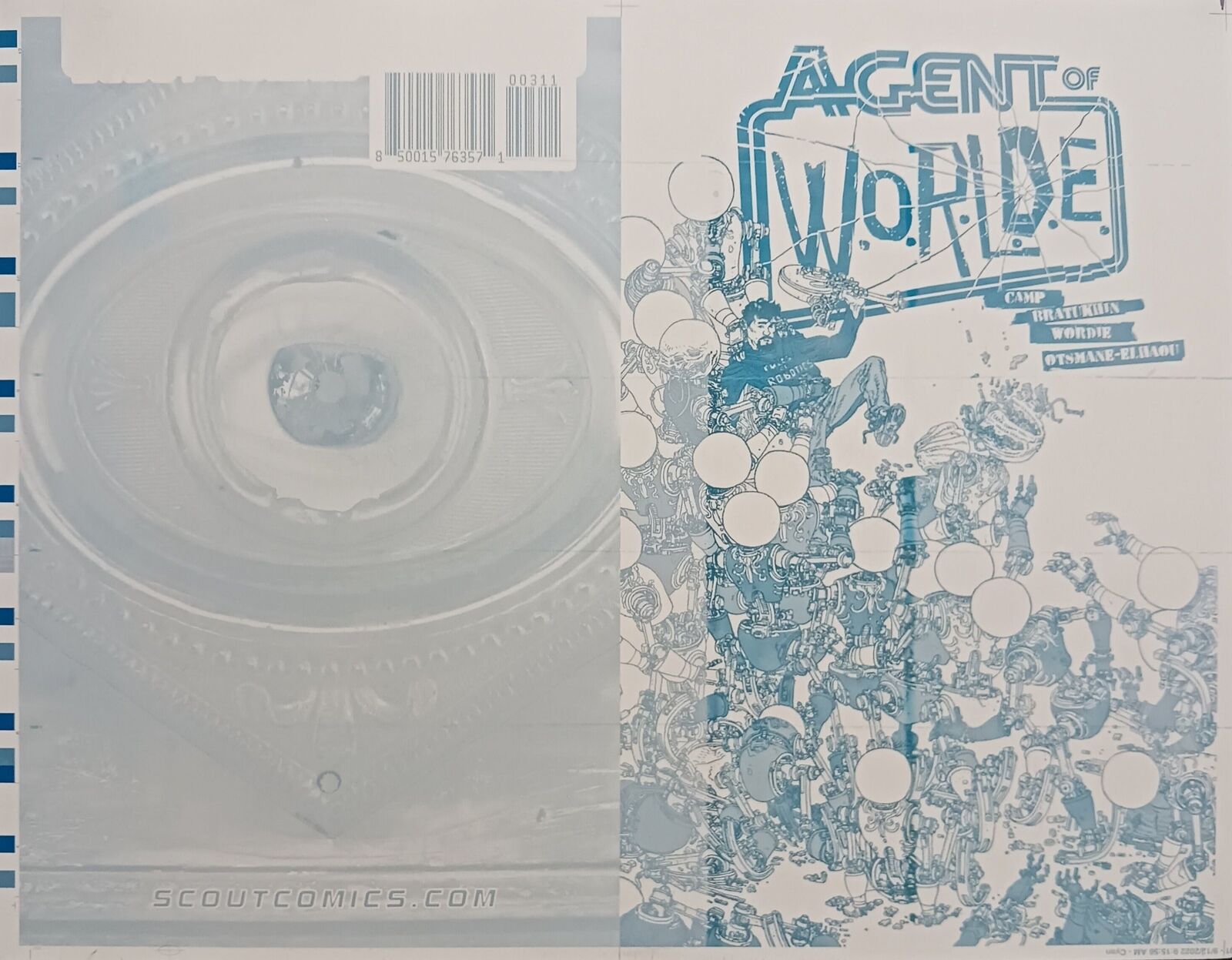 Agent of W.O.R.L.D.E #3 - Cover - Cyan - Comic Printer Plate - PRESSWORKS - Fily