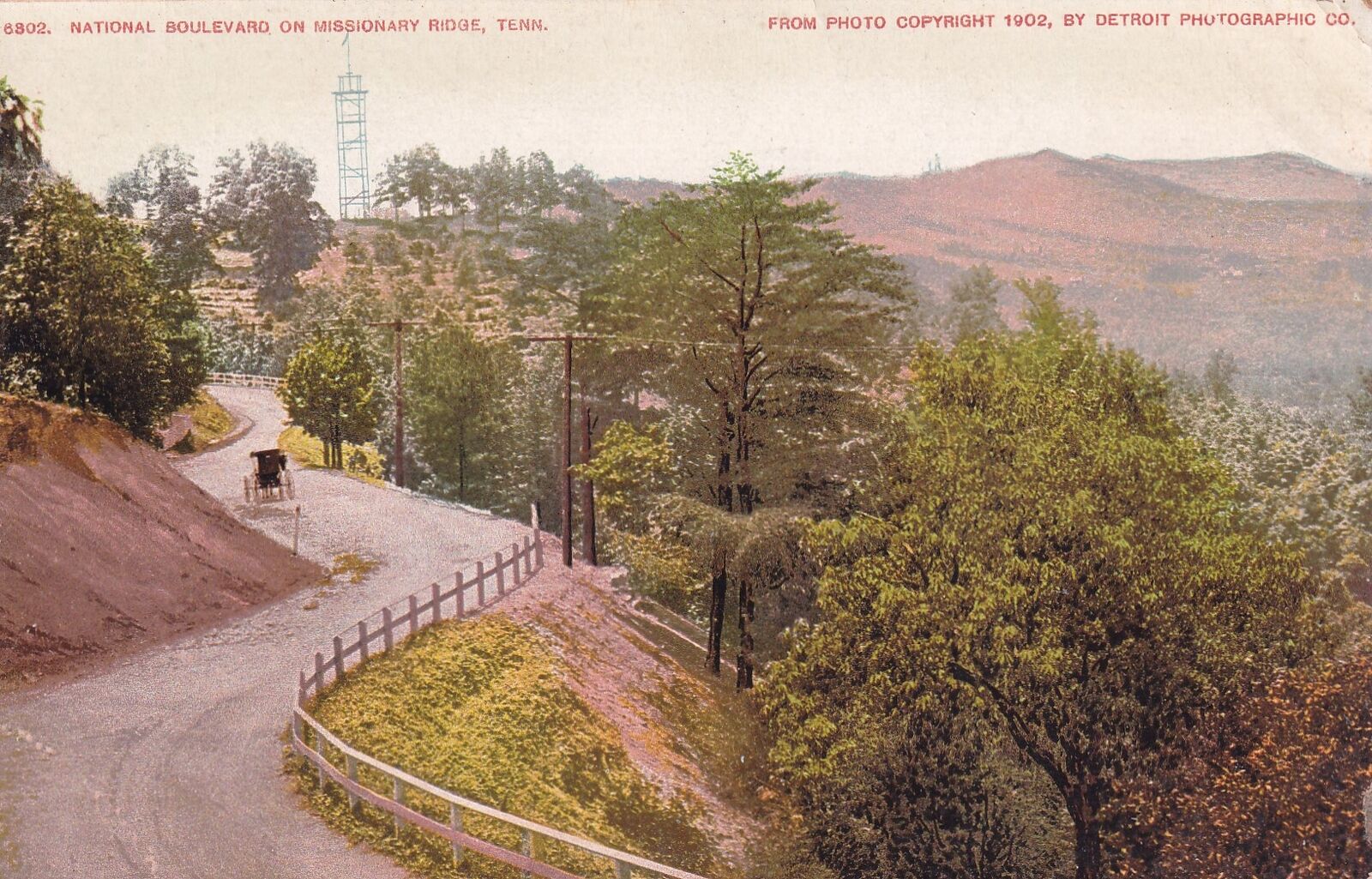 National Boulevard on Missionary Ridge Tennessee TN Buggy Postcard D27