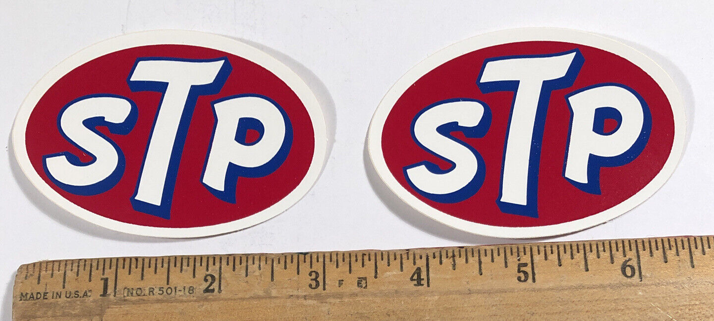 Vintage Lot Of 2 STP Motor Oil Logo Decal Sticker 1970s NOS 3.25”